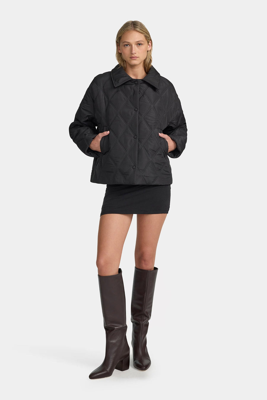 Quinton Cropped Quilted Jacket | Black