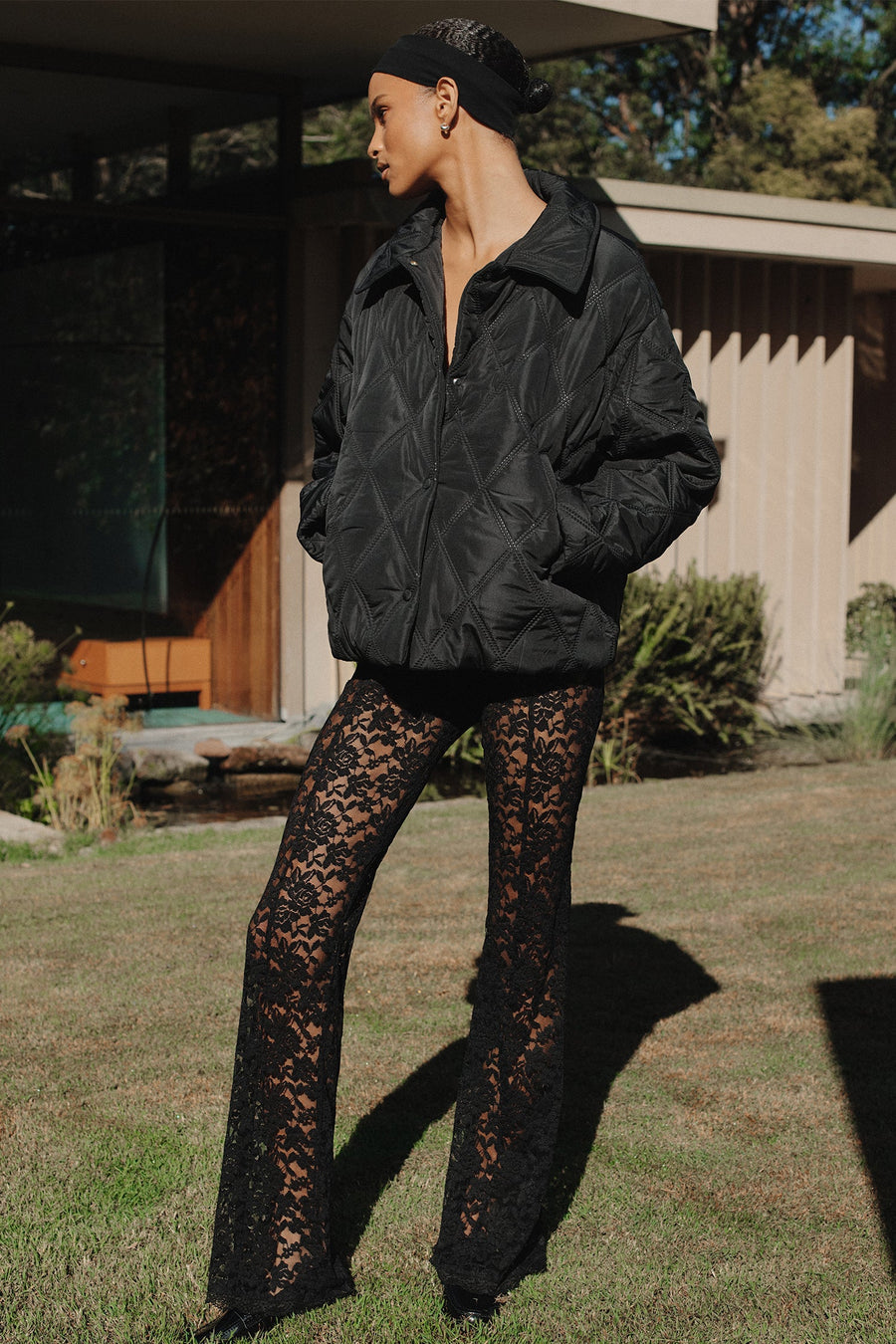 Quinton Cropped Quilted Jacket | Black