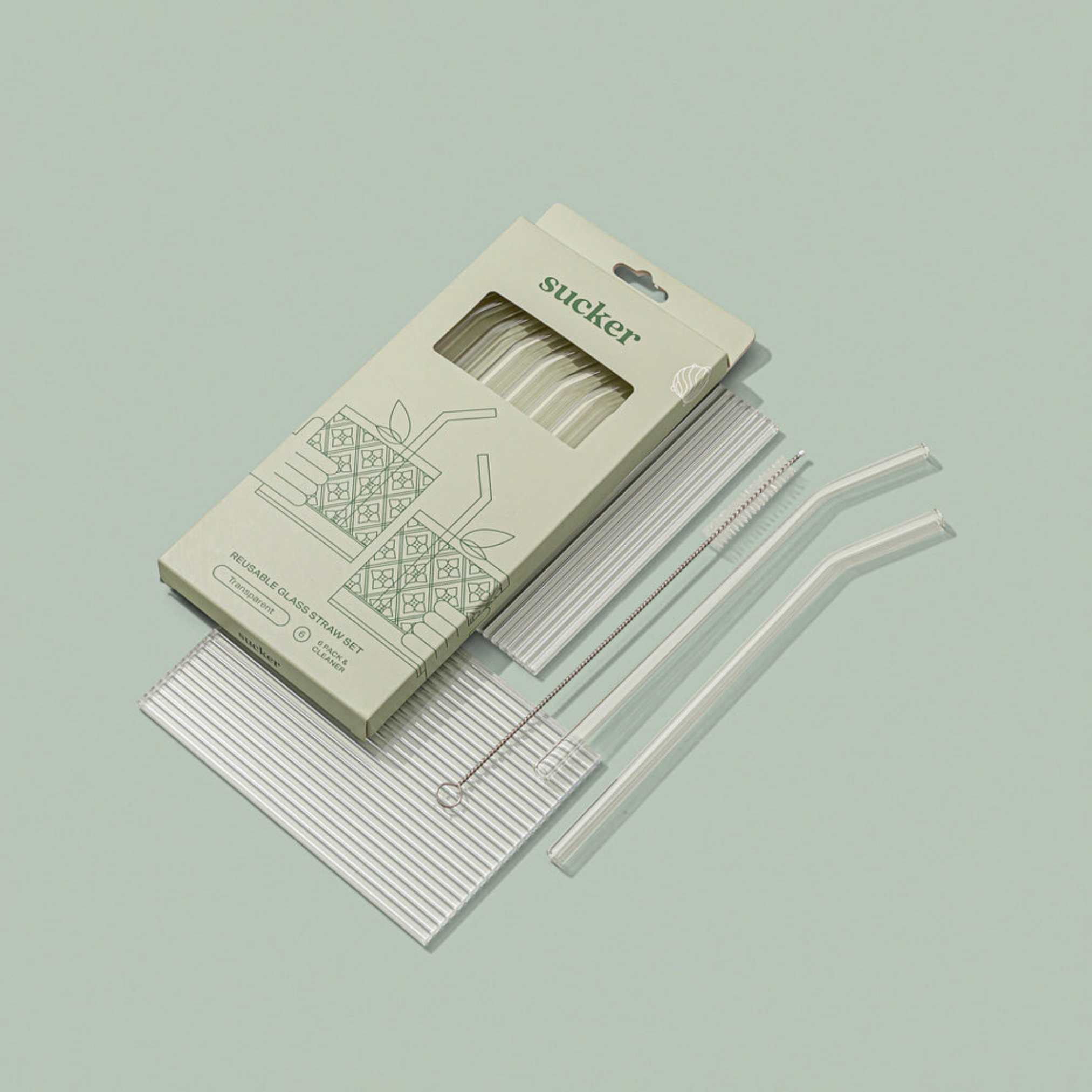 Reusable Glass Drinking Straws, Transparent