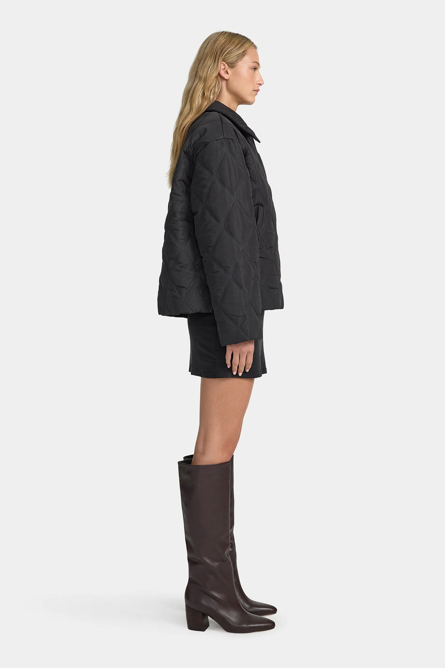 Quinton Cropped Quilted Jacket | Black