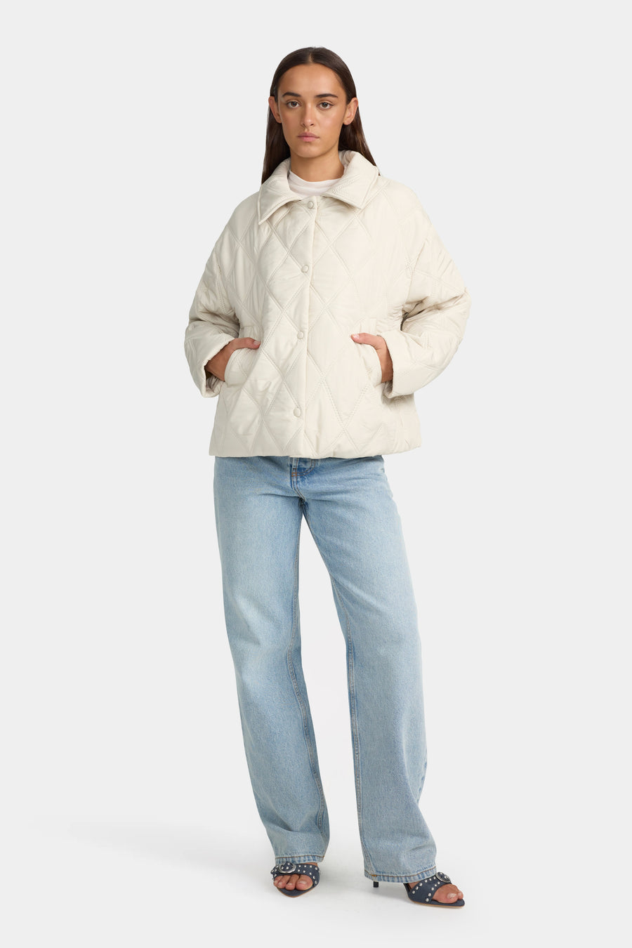 Quinton Cropped Quilted Jacket | Cream