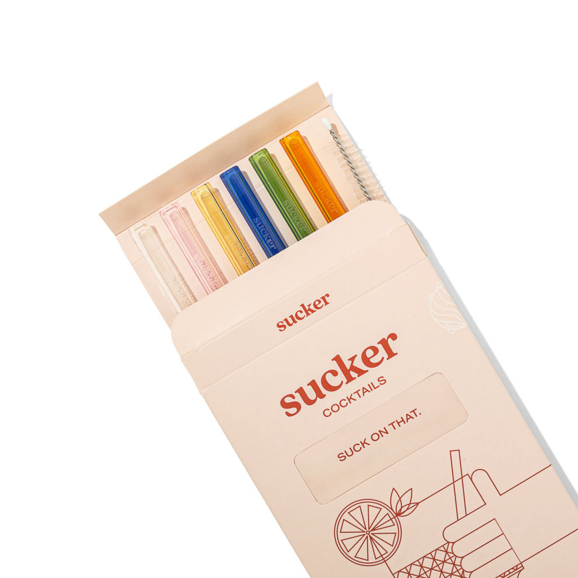 Reusable Glass Cocktail Straws, Multi-coloured