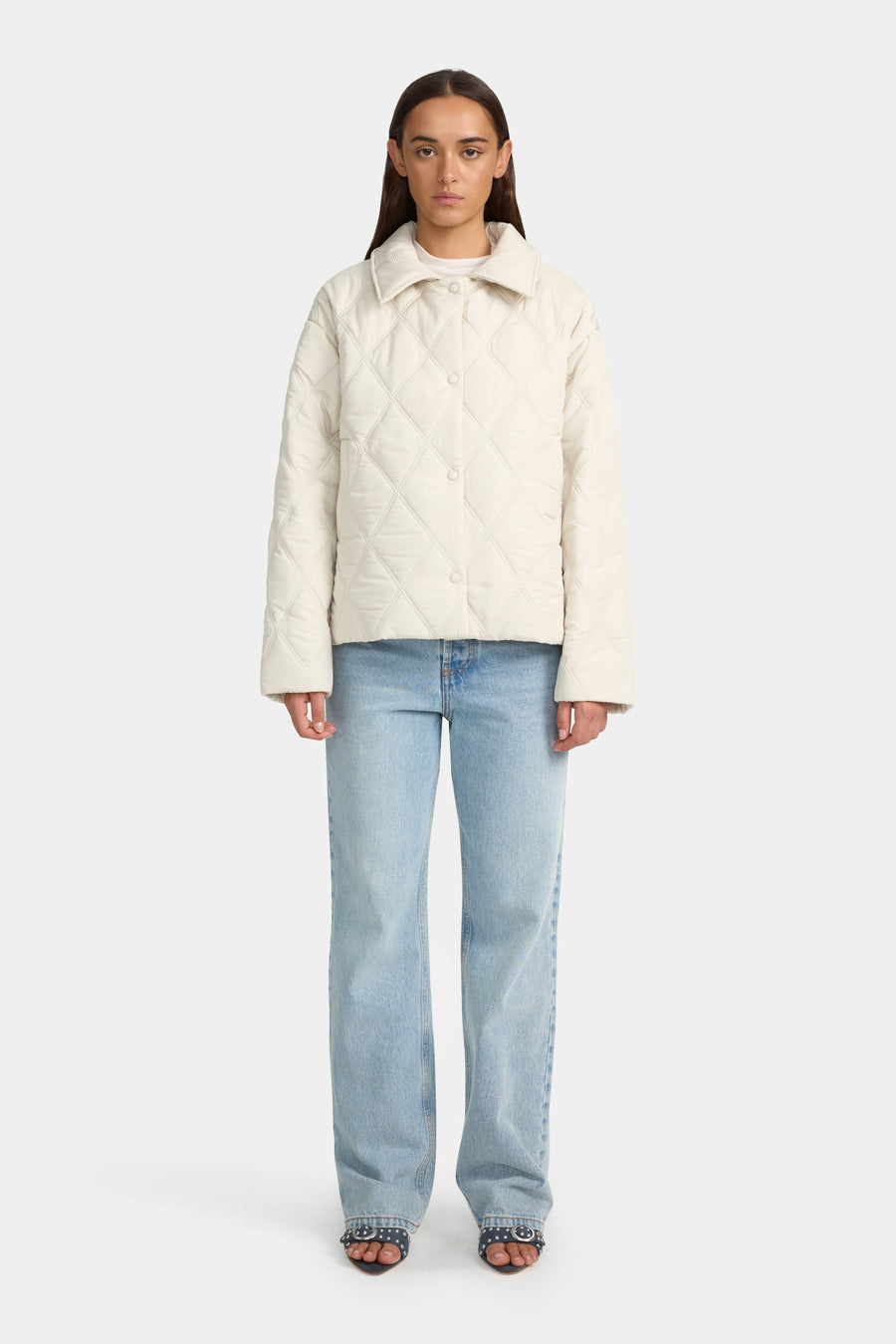 Quinton Cropped Quilted Jacket | Cream