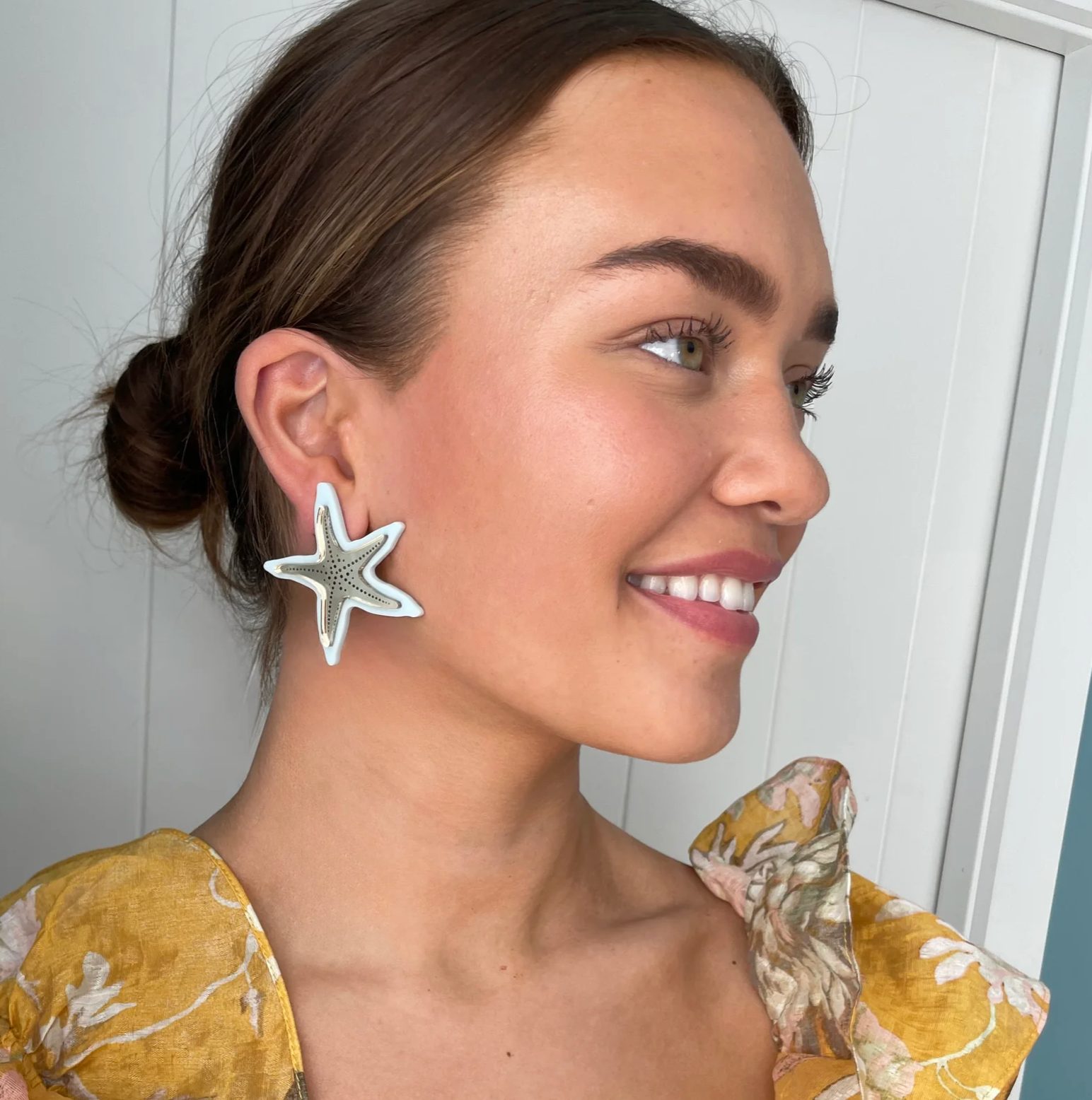 Starfish Large Statement Earring - Blue/Silver