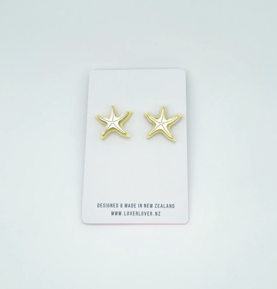 Starfish Stud Earring - Lemon/Gold