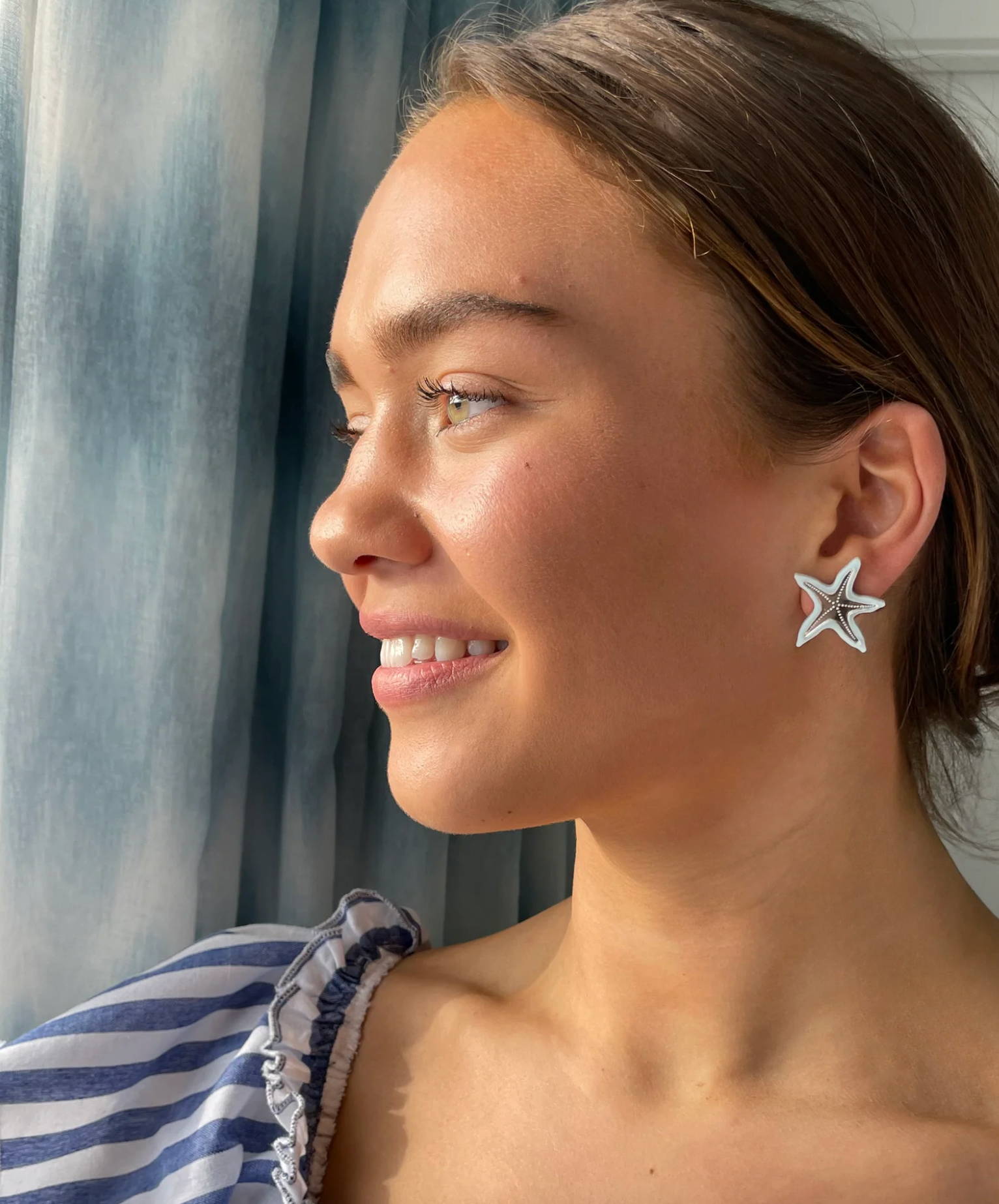Starfish Stud Earring - Pastel Blue/Silver