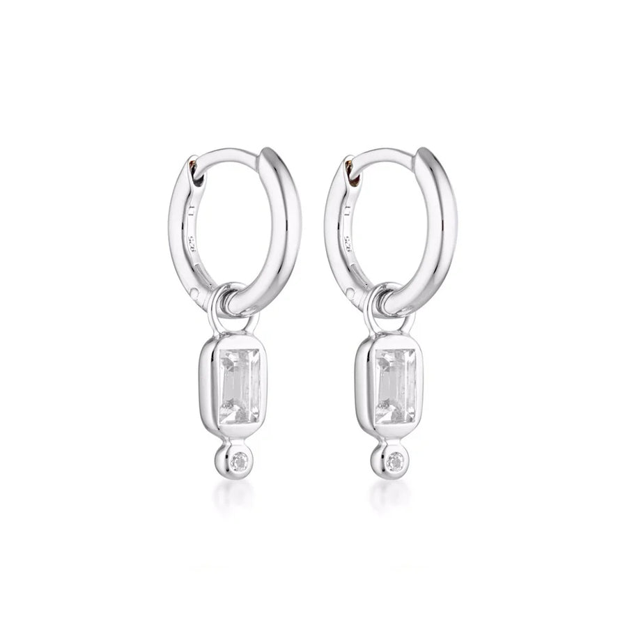 Raya Huggie Earrings, White Topaz