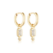 Raya Huggie Earrings, White Topaz