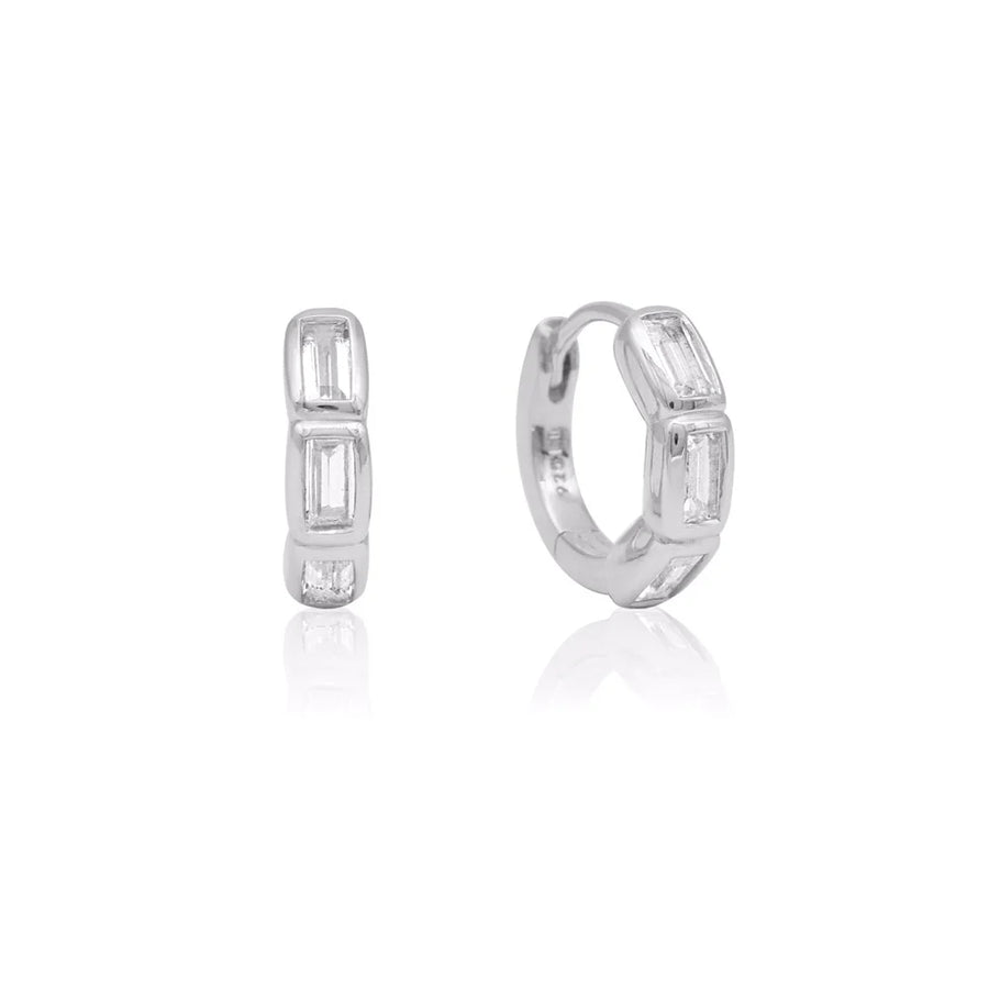 Calibri Huggie Earrings, White Topaz