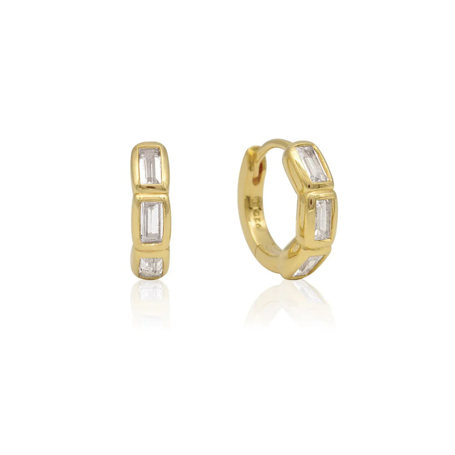 Calibri Huggie Earrings, White Topaz