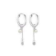 Lou Pearl Charm Huggie Earrings