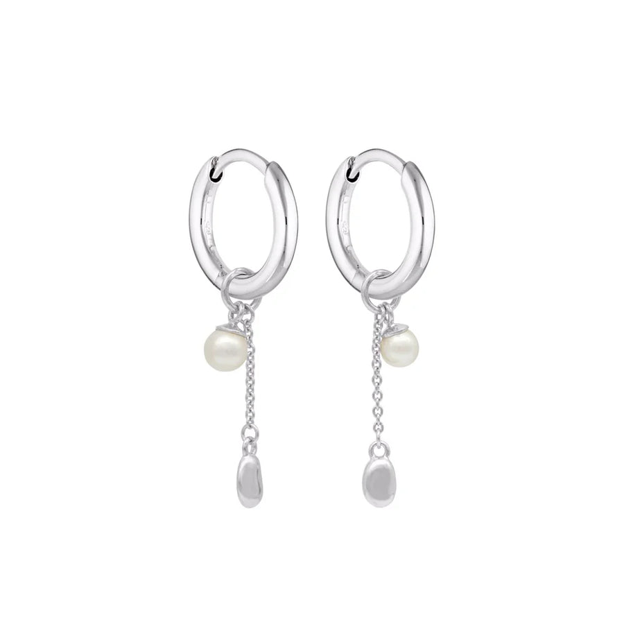 Lou Pearl Charm Huggie Earrings