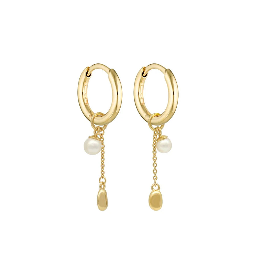 Lou Pearl Charm Huggie Earrings
