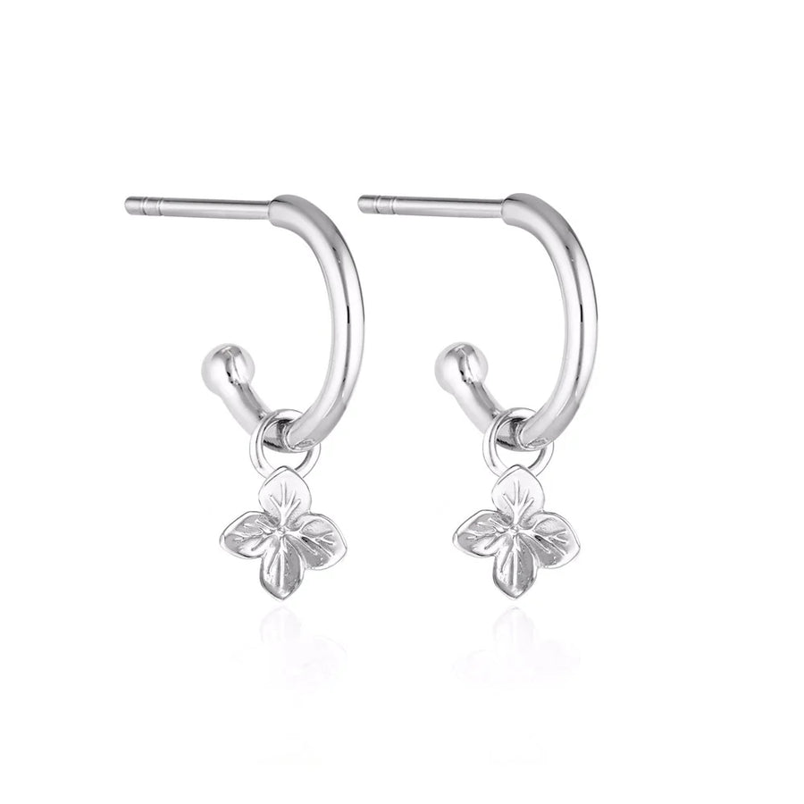 Hydrangea Charm Hoop Earrings