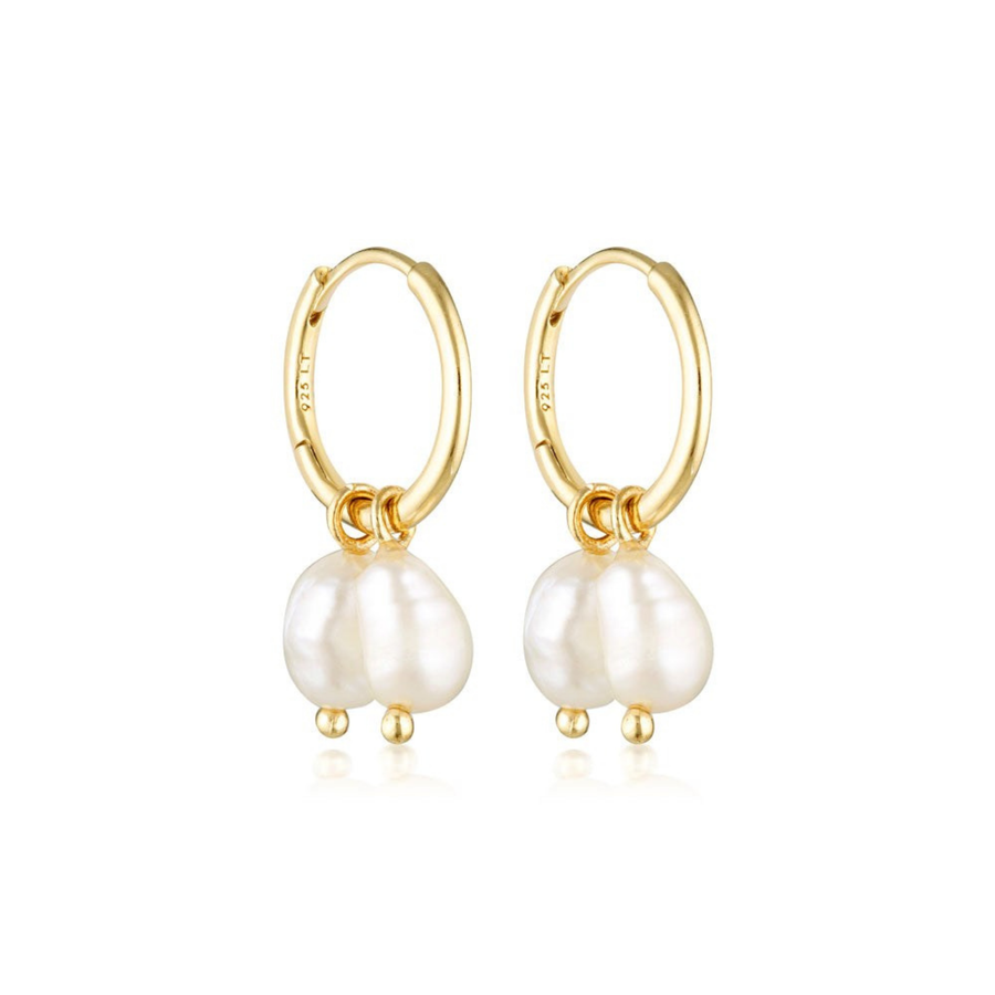 Mala Pearl Huggie Earrings