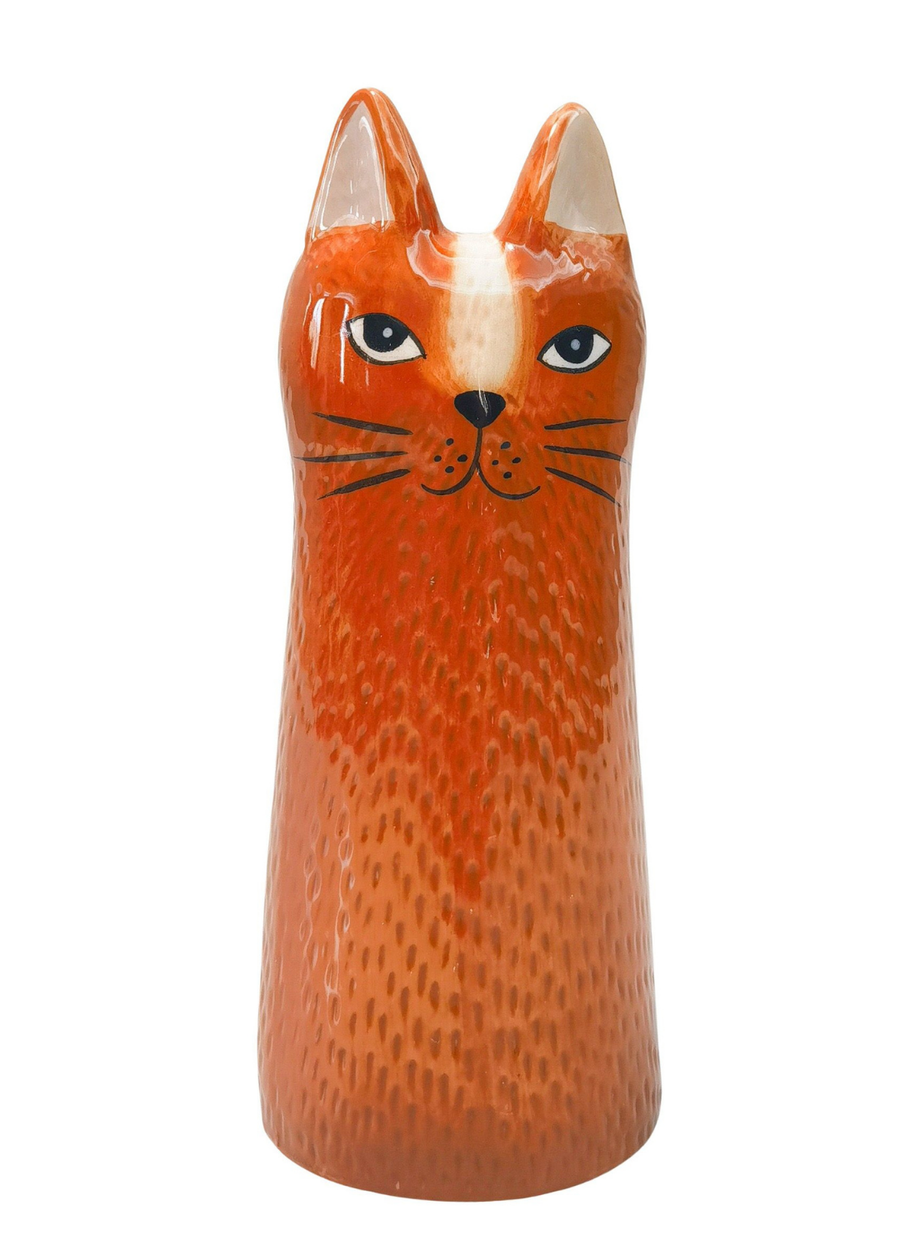 Bailey Cat Vase - Orange 15cm