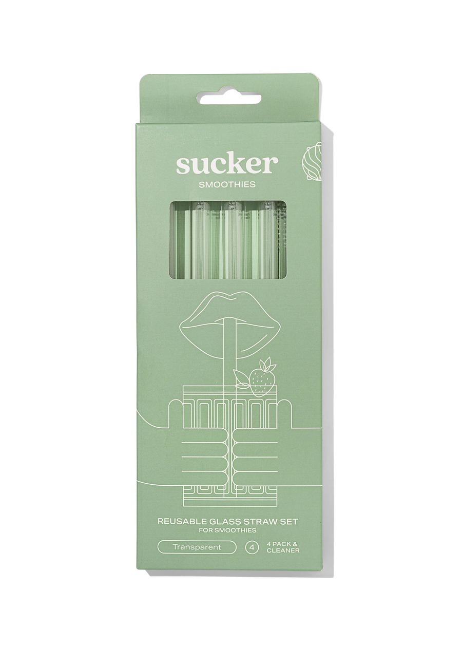 Reusable Glass Smoothie Straws - Transparent