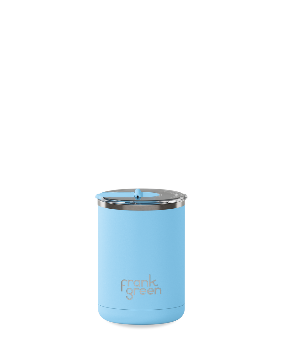 Ceramic Coffee Cup with Hinged Lid - sky blue