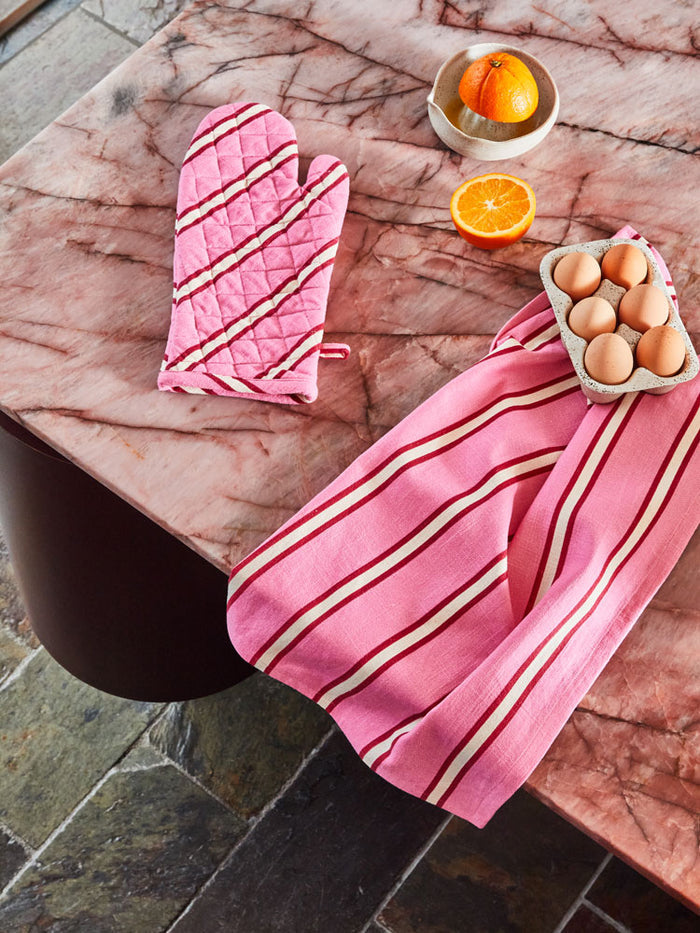 Raspberry Stripe Oven Mitt