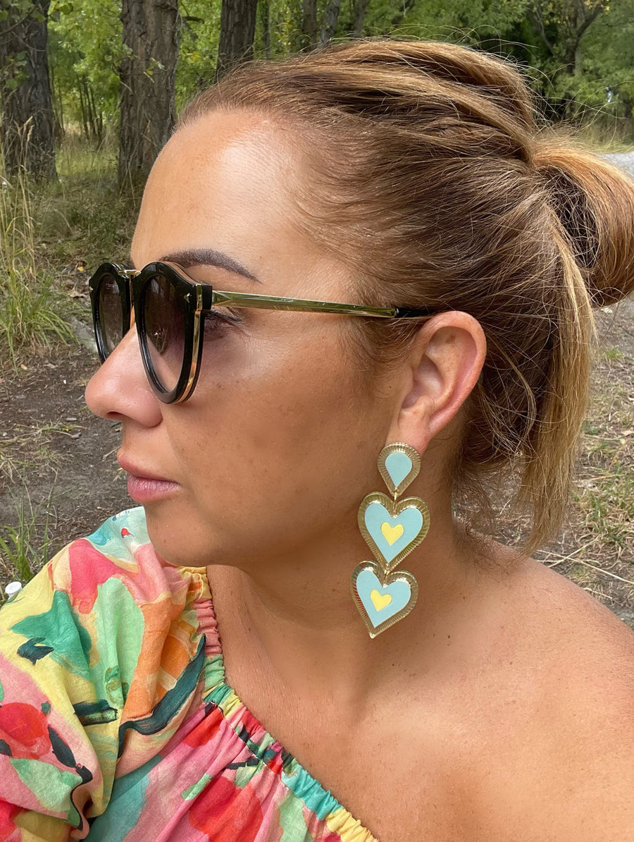 Freina Statement Earring, Berry/Seafoam
