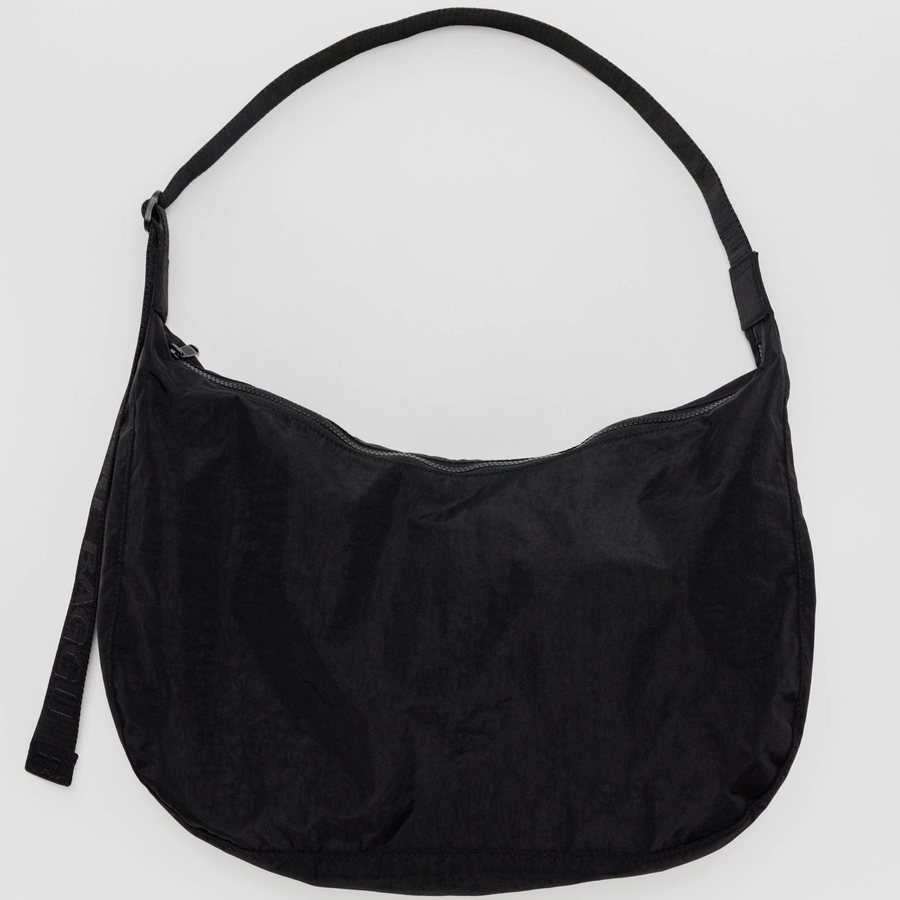 Large Nylon Crescent Bag, Black