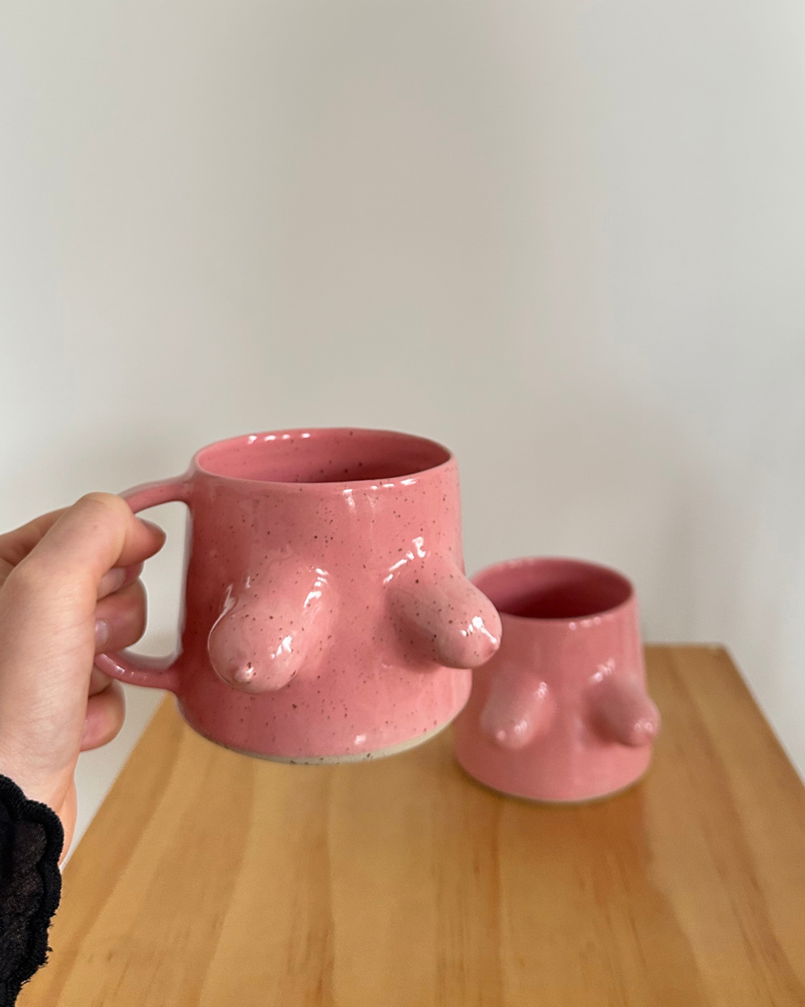 Ceramic Boob Mug- Pink Glaze