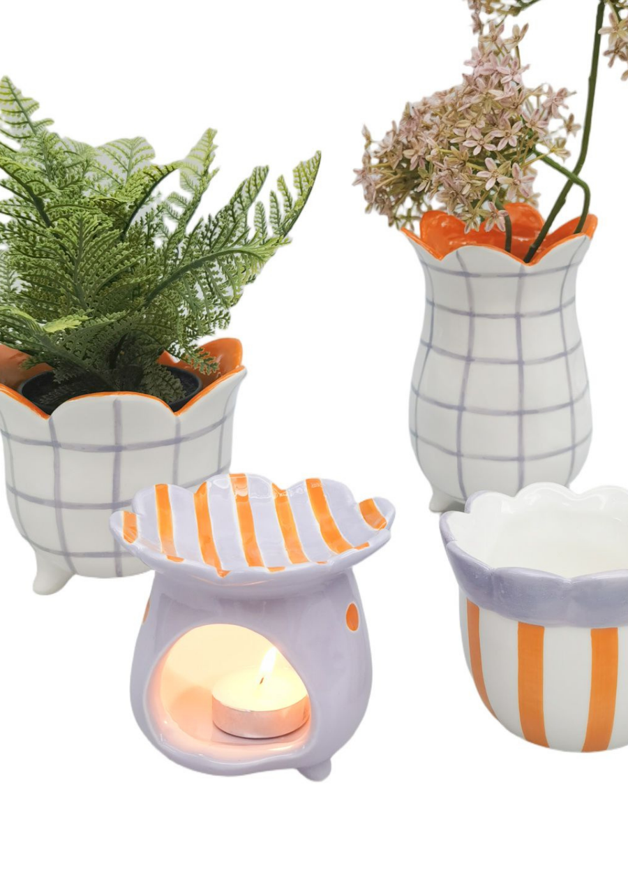 Halcyon Oil Burner - Mauve & Orange
