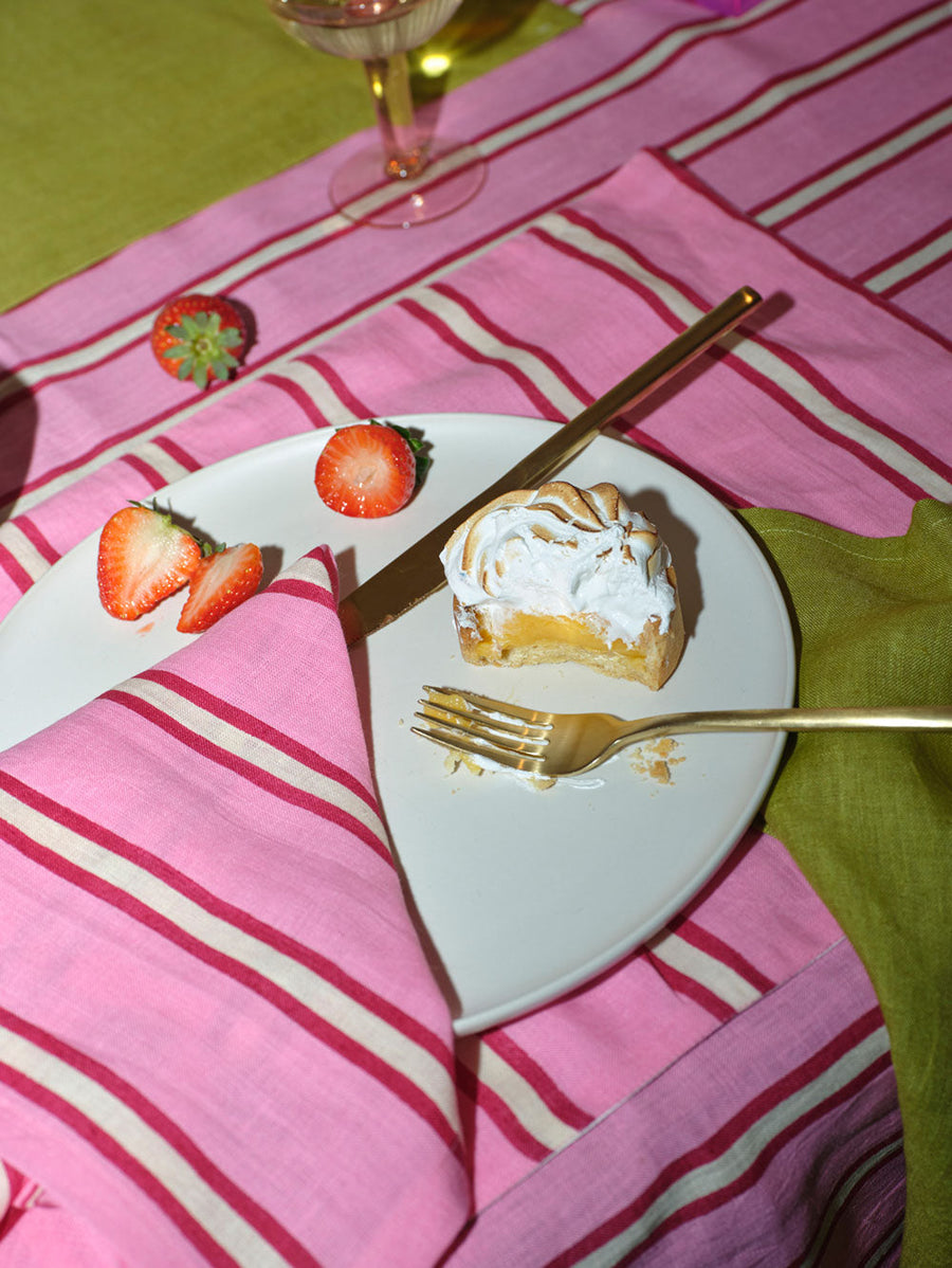 Raspberry Stripe Tablecloth