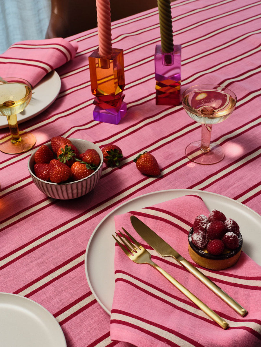 Raspberry Stripe Tablecloth