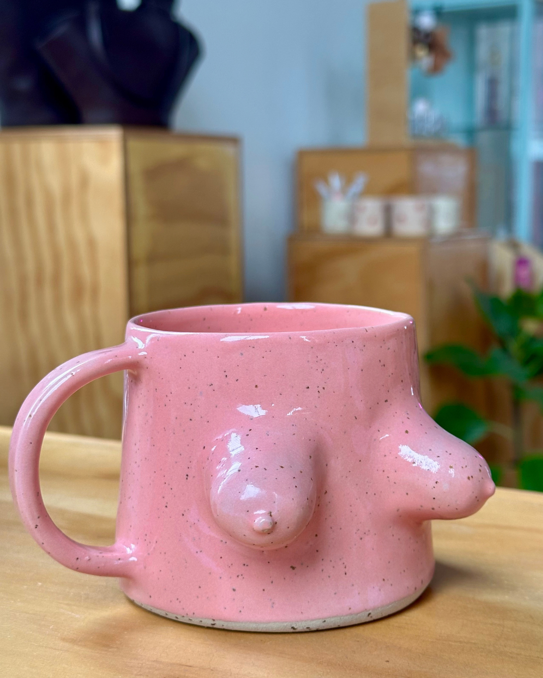 Ceramic Boob Mug- Pink Glaze