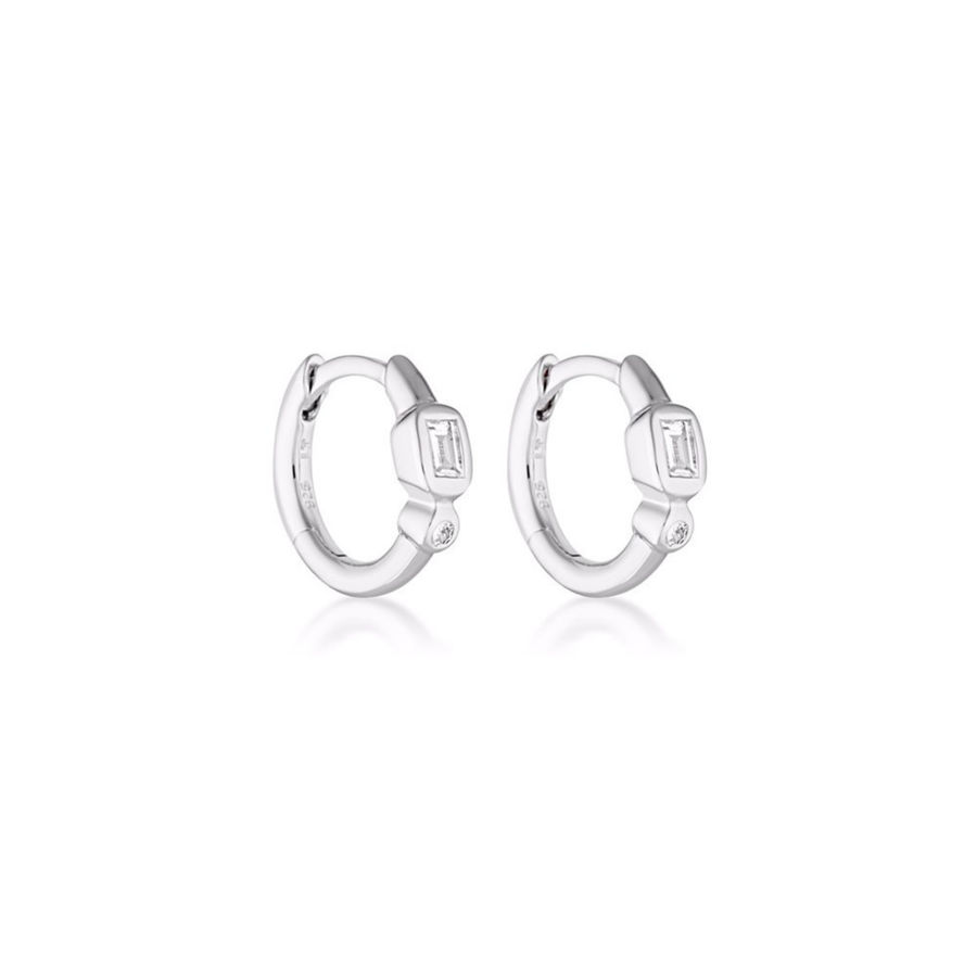 Form Huggie Earrings, White Topaz