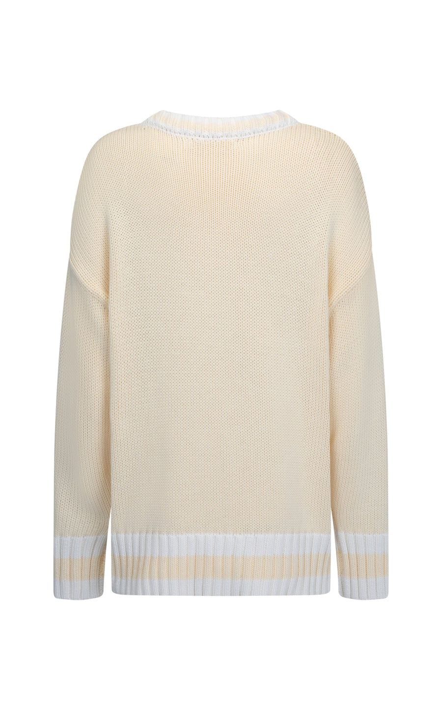 AJ V-Neck Knit Sweater, Lemon Cream