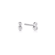 Duo Stud Earrings, White Topaz