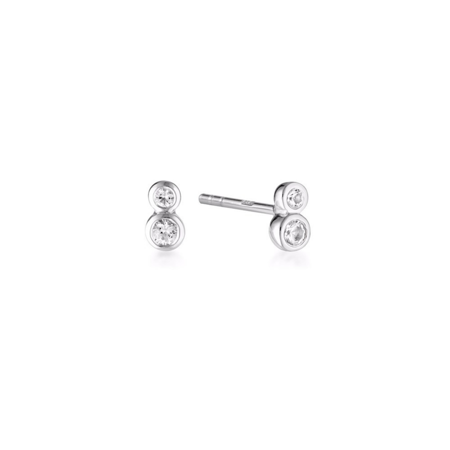 Duo Stud Earrings, White Topaz