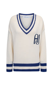 AJ V-Neck Knit Sweater, Coconut