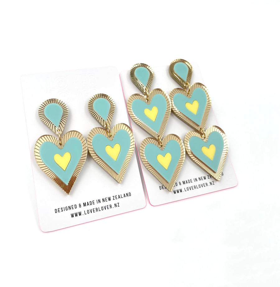 Freina Statement Earring, Seafoam/Lemon