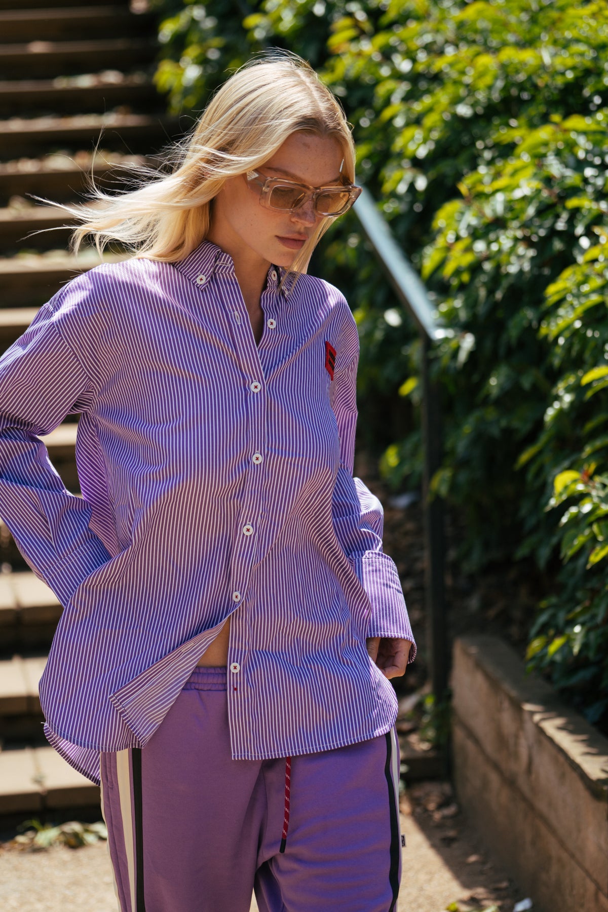 Bisous Stripe Shirt - Violet