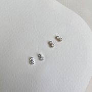 Duo Stud Earrings, White Topaz