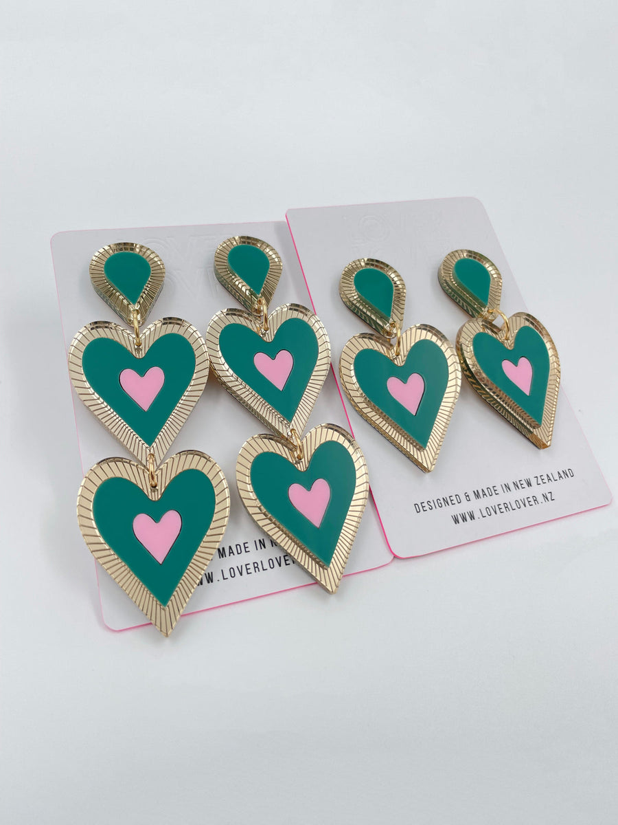 Freina Statement Earring, Emerald/Pink