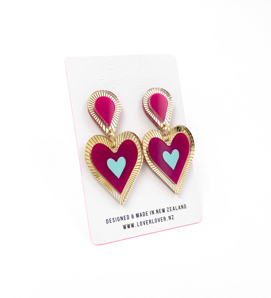 Freina Statement Earring, Berry/Seafoam
