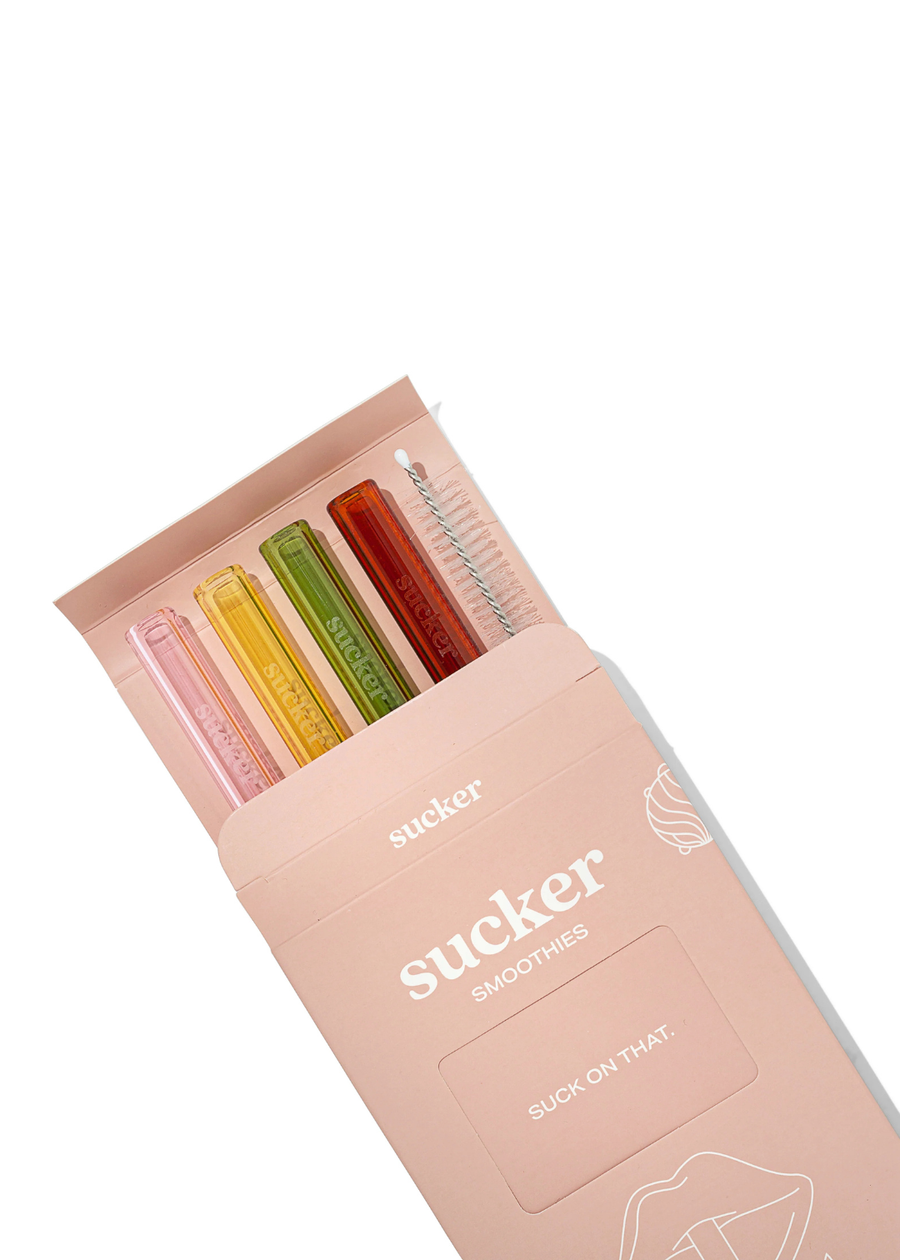 Reusable Glass Smoothie Straws - Multi-colour