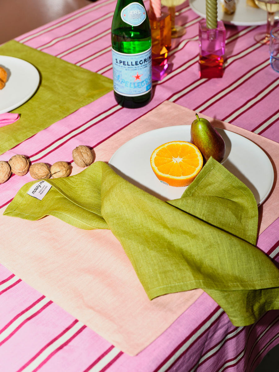 Raspberry Stripe Tablecloth