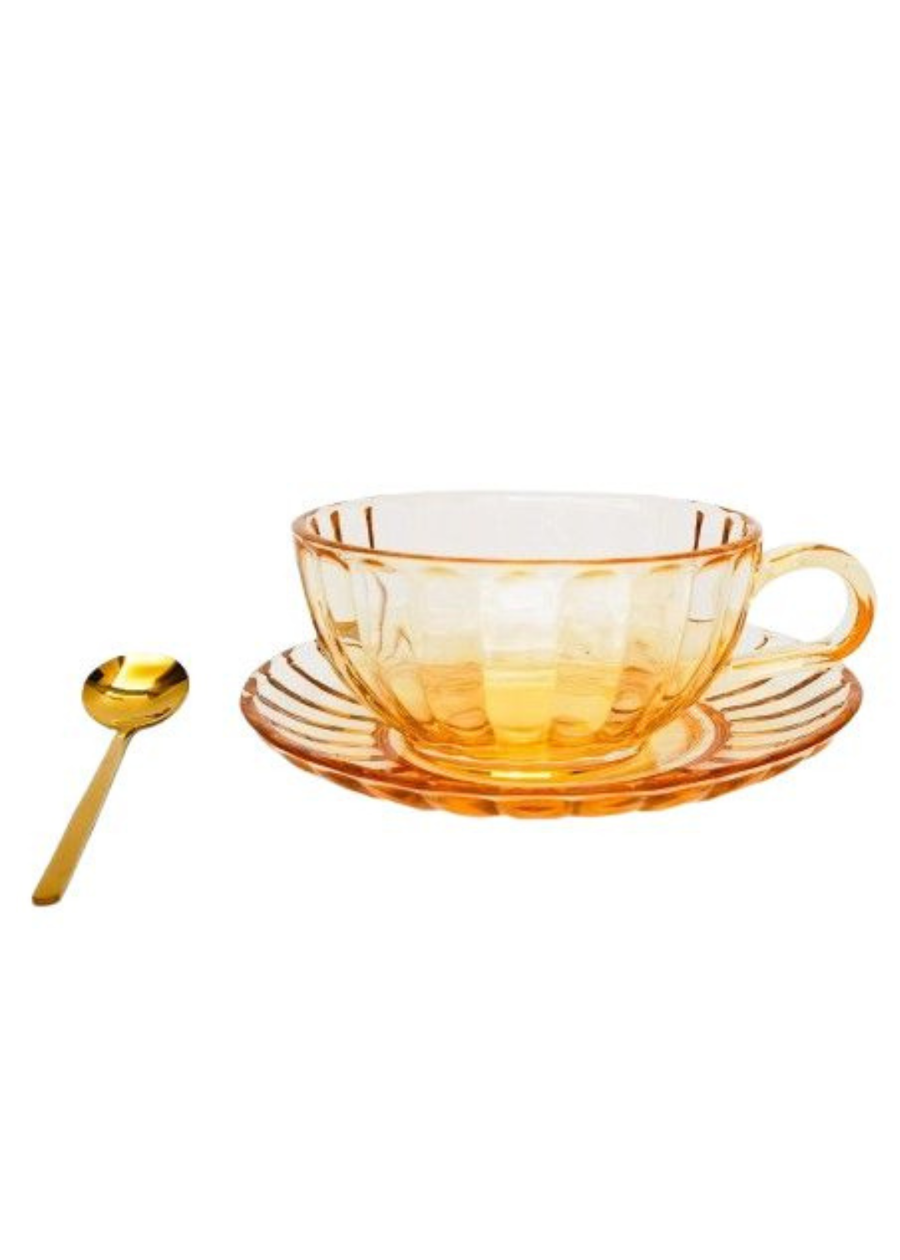 Maisy Glass Tea Cup Set - Yellow