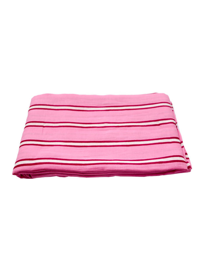 Raspberry Stripe Tablecloth