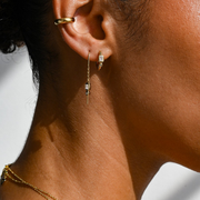 Form Huggie Earrings, White Topaz