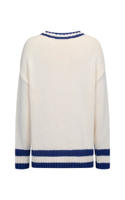 AJ V-Neck Knit Sweater, Coconut