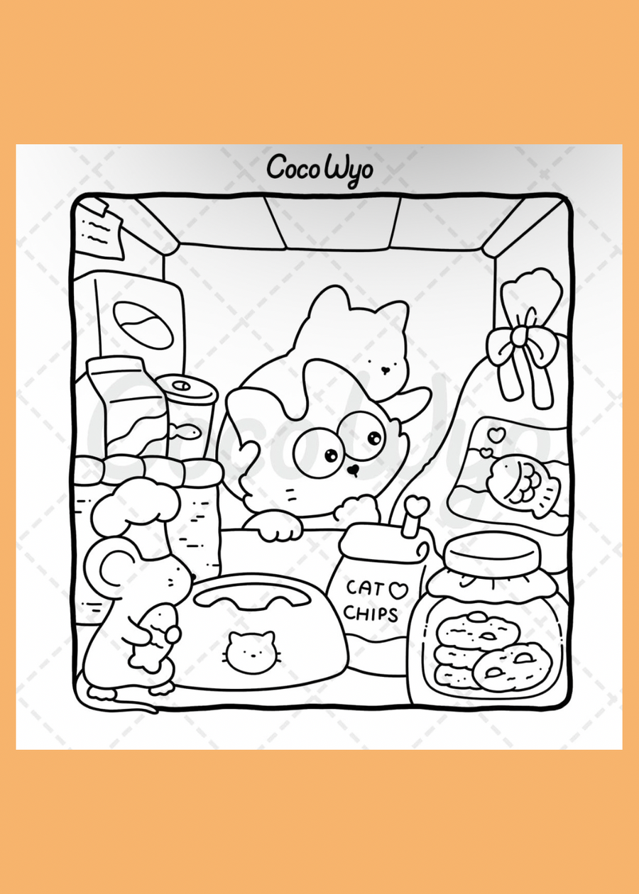 The Little Cat: Cozy Life of Kitty Colouring Book for Adults and Teens