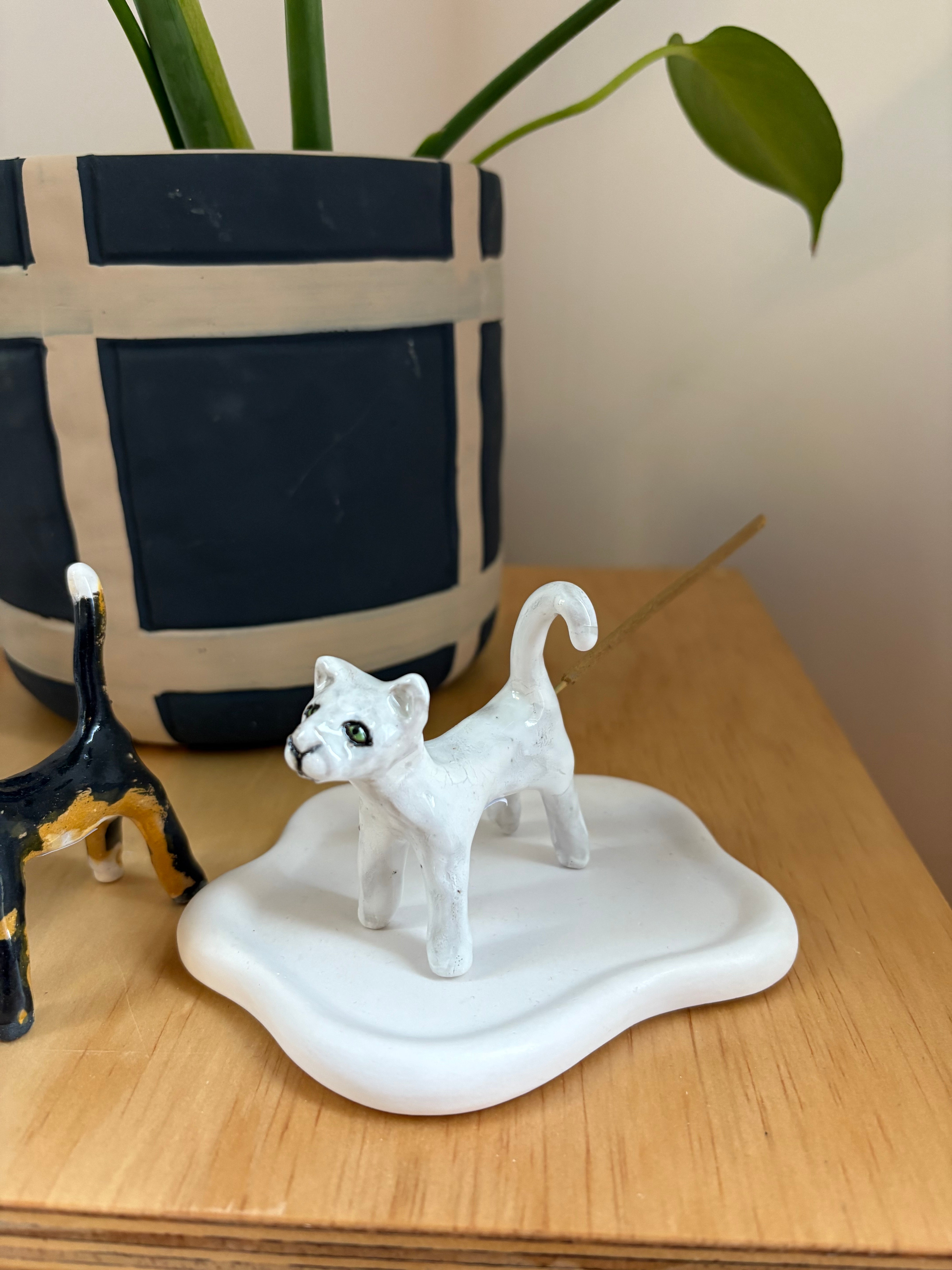 White Naughty Kitty Incense Holder