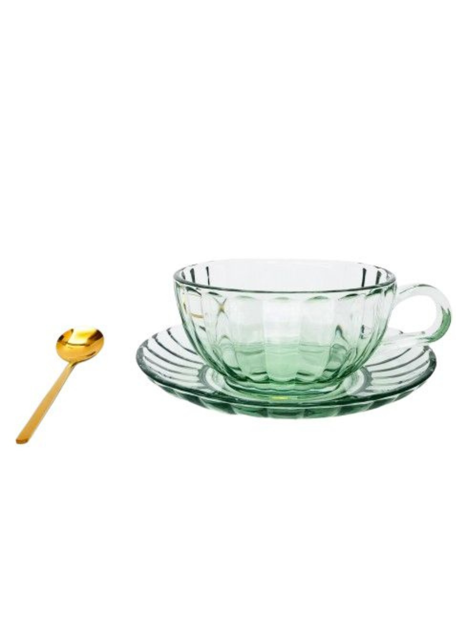 Maisy Glass Tea Cup Set - Green
