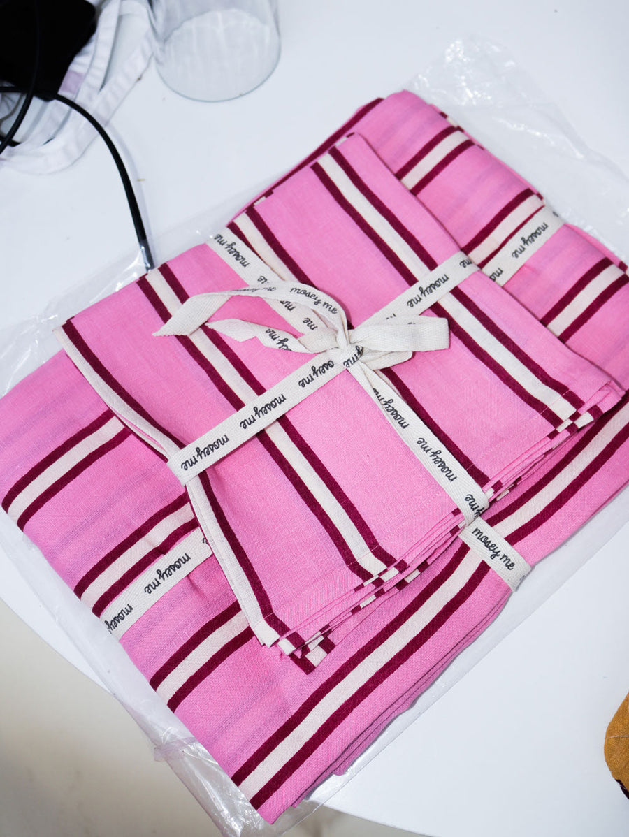 Raspberry Stripe Tablecloth